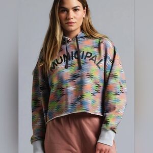 Municipal Women's M.OG Zig Zag Cropped Oversized Colorful Hoodie Size Small